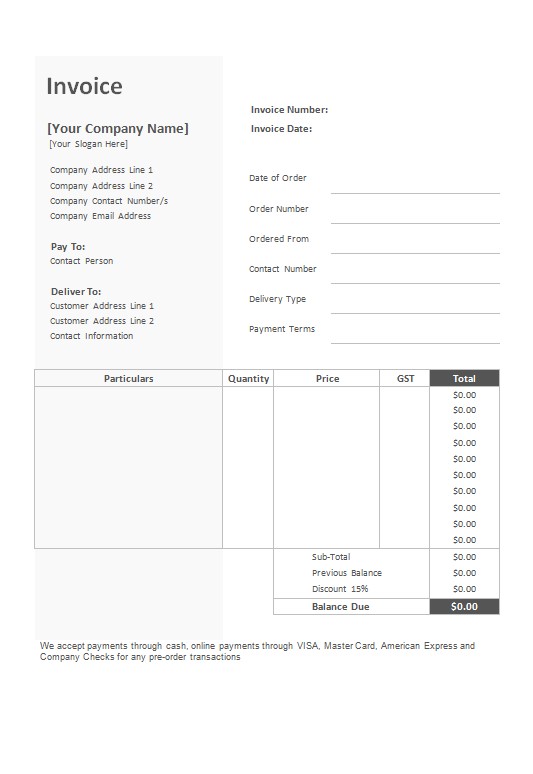 Free Bakery Invoice Template PSD template
